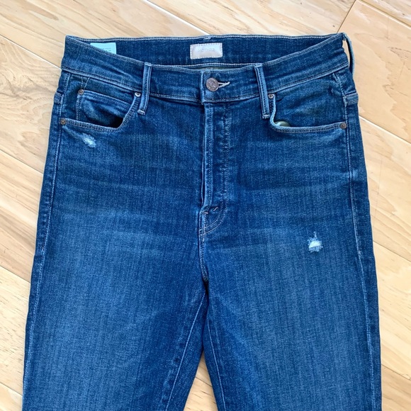 Mother Jeans The Stunner Chew Distressed Button Fly Skinny Ankle Crop Size 28 - Picture 4 of 12